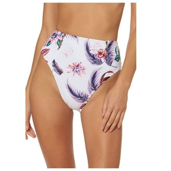 Jessica Simpson Size Medium White Multi Floral Button 2-Piece Swimsuit $109 - Picture 4 of 10